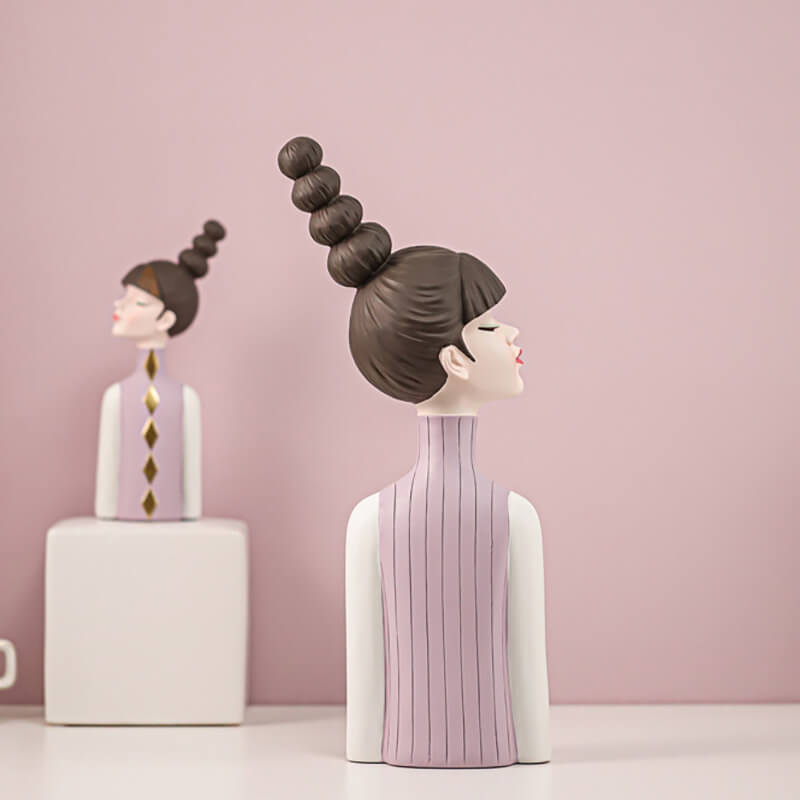 Lighteme Braid Girl Resin Decoration