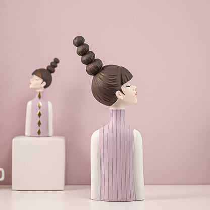 Lighteme Braid Girl Resin Decoration