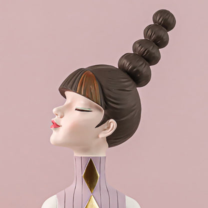 Lighteme Braid Girl Resin Decoration
