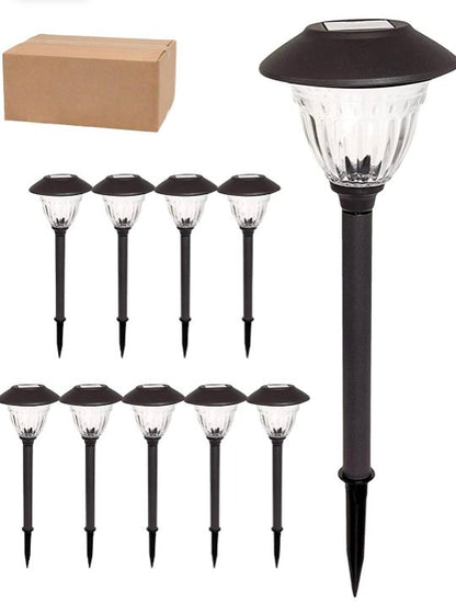 Lighteme 10 Pack Solar LED Pathway Lights Outdoor-Stainless Steel