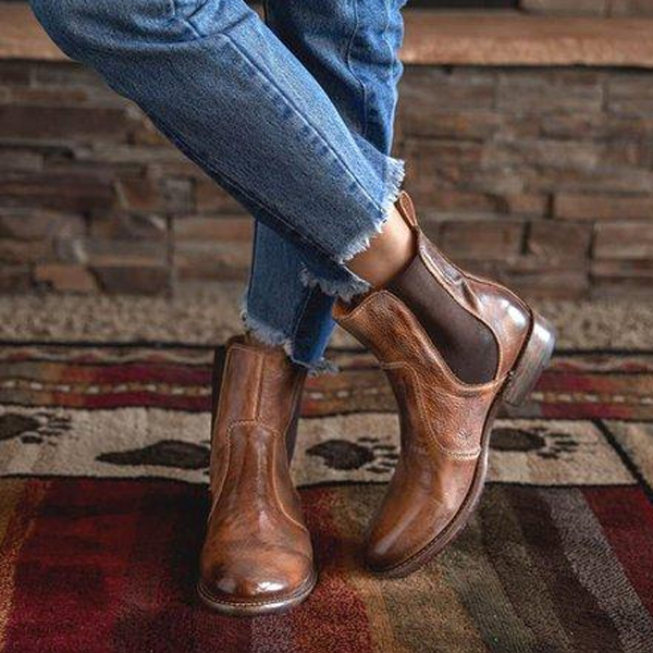 Ihrtrade Chloebuy Vintage Low Heel Pull-on Ankle Boots