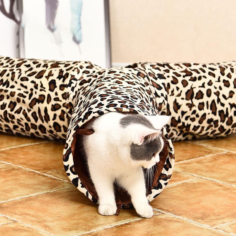 Lighteme Cat Tunnel Leopard Print Crinkly 3 Ways Toy