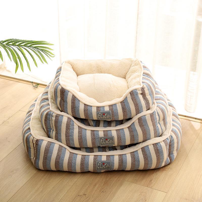 Lighteme Chenille Home Striped Cotton Linen Kennel