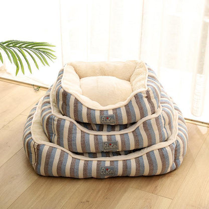 Lighteme Chenille Home Striped Cotton Linen Kennel
