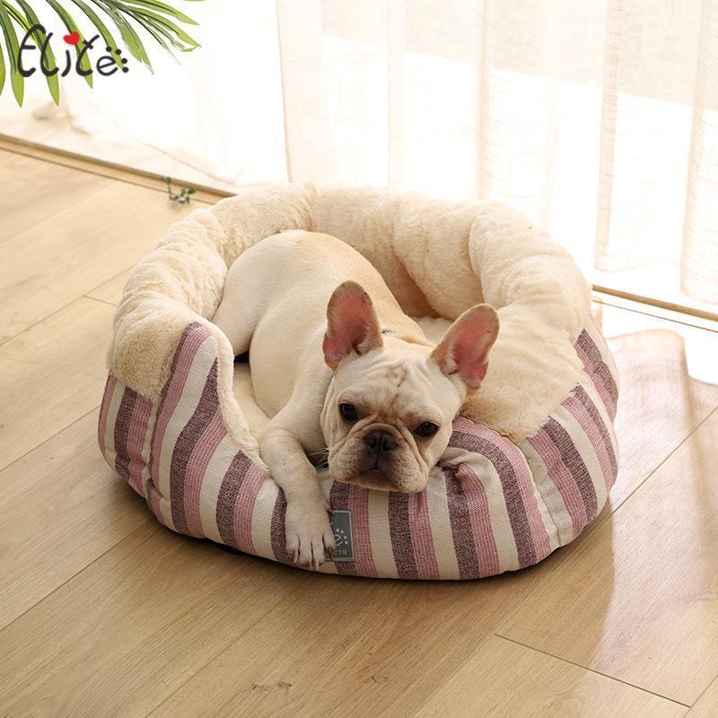 Lighteme Chenille Home Striped Cotton Linen Kennel