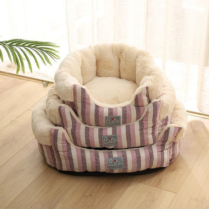 Lighteme Chenille Home Striped Cotton Linen Kennel