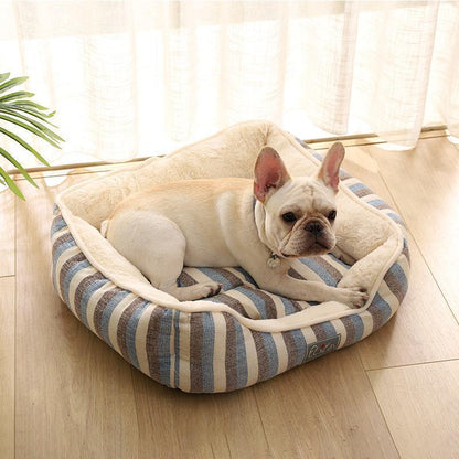 Lighteme Chenille Home Striped Cotton Linen Kennel