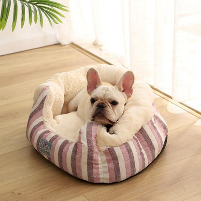 Lighteme Chenille Home Striped Cotton Linen Kennel