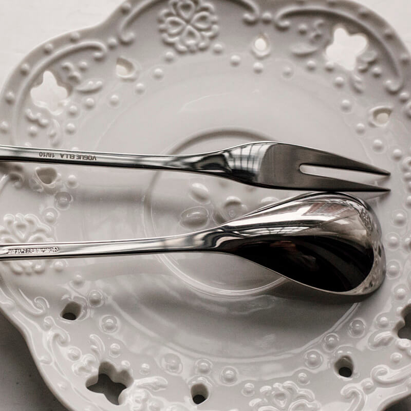 Lighteme Cherry Blossom Embossed Dessert Spoon & Fork