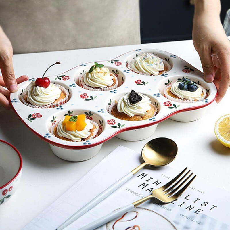 Lighteme Cherry Print Ceramic Cake Baking Pan