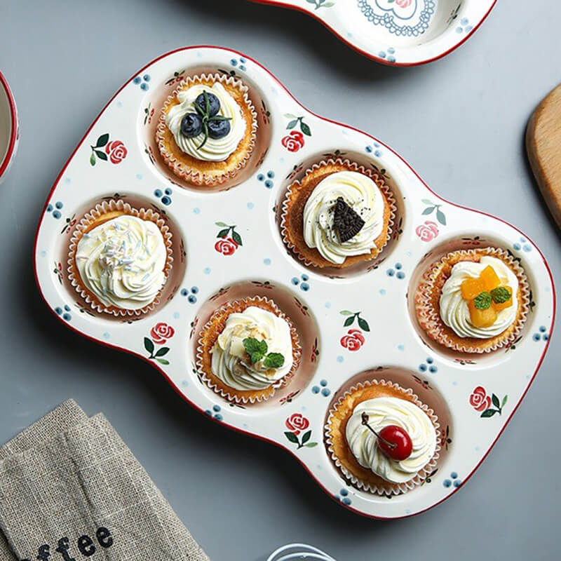 Lighteme Cherry Print Ceramic Cake Baking Pan