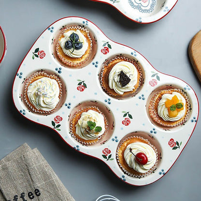 Lighteme Cherry Print Ceramic Cake Baking Pan