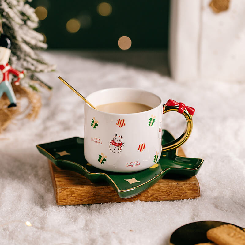Lighteme Weihnachtstassen und Untertasse aus Keramik