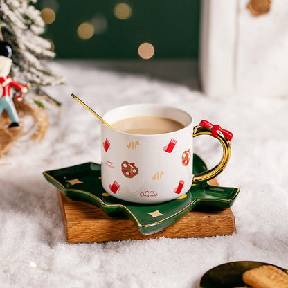 Lighteme Weihnachtstassen und Untertasse aus Keramik