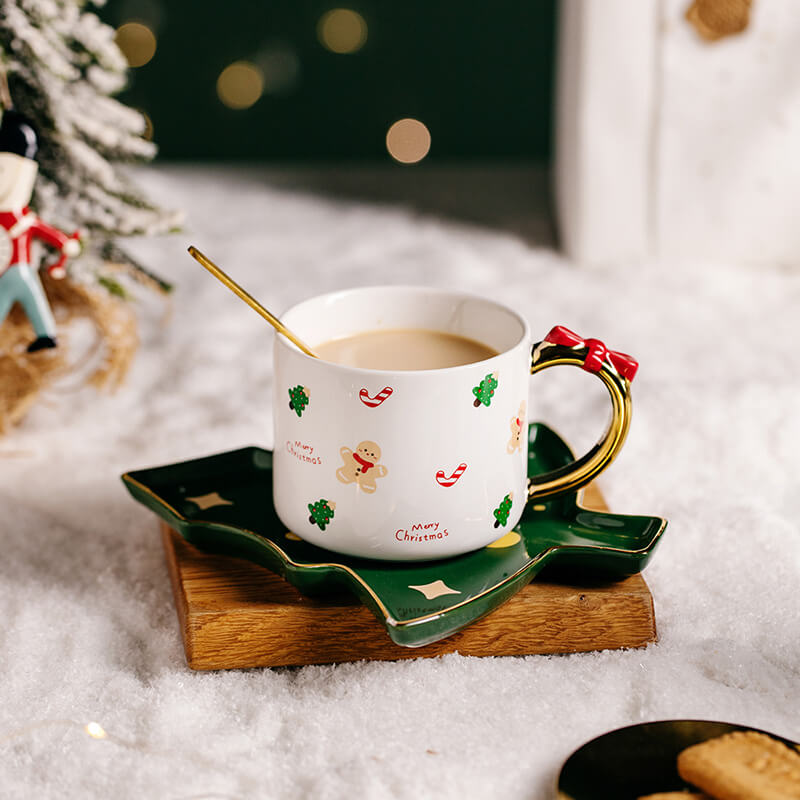 Lighteme Weihnachtstassen und Untertasse aus Keramik
