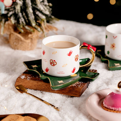 Lighteme Weihnachtstassen und Untertasse aus Keramik