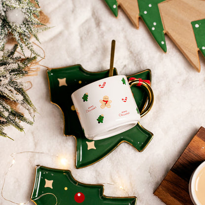 Lighteme Weihnachtstassen und Untertasse aus Keramik