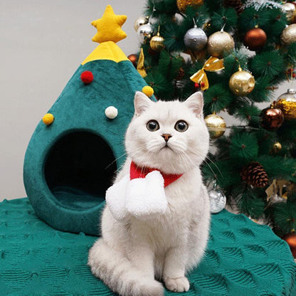 Lighteme Christmas Tree Shape Winter Warm Cave Bed For Cat