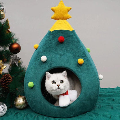 Lighteme Christmas Tree Shape Winter Warm Cave Bed For Cat