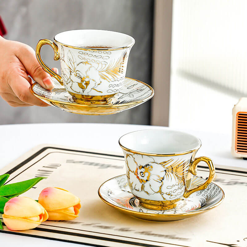 Lighteme Coffee Cup Gold Edge Set