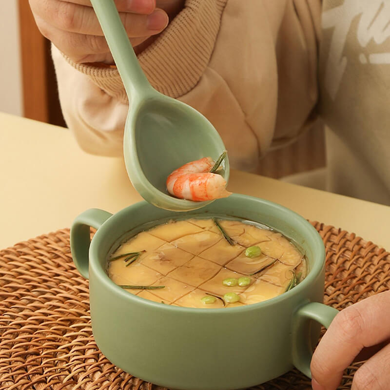 Lighteme Color Glazed Ceramic Baking Bowl With Handle