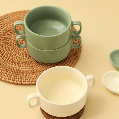 Lighteme Color Glazed Ceramic Baking Bowl With Handle