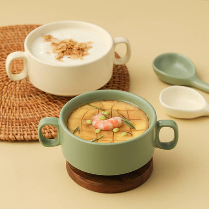 Lighteme Color Glazed Ceramic Baking Bowl With Handle
