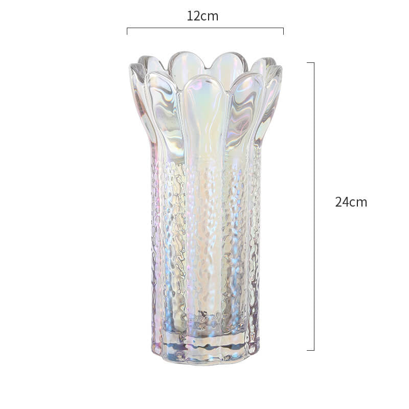 Lighteme Embossed Flower Shape Crystal Glass Vase