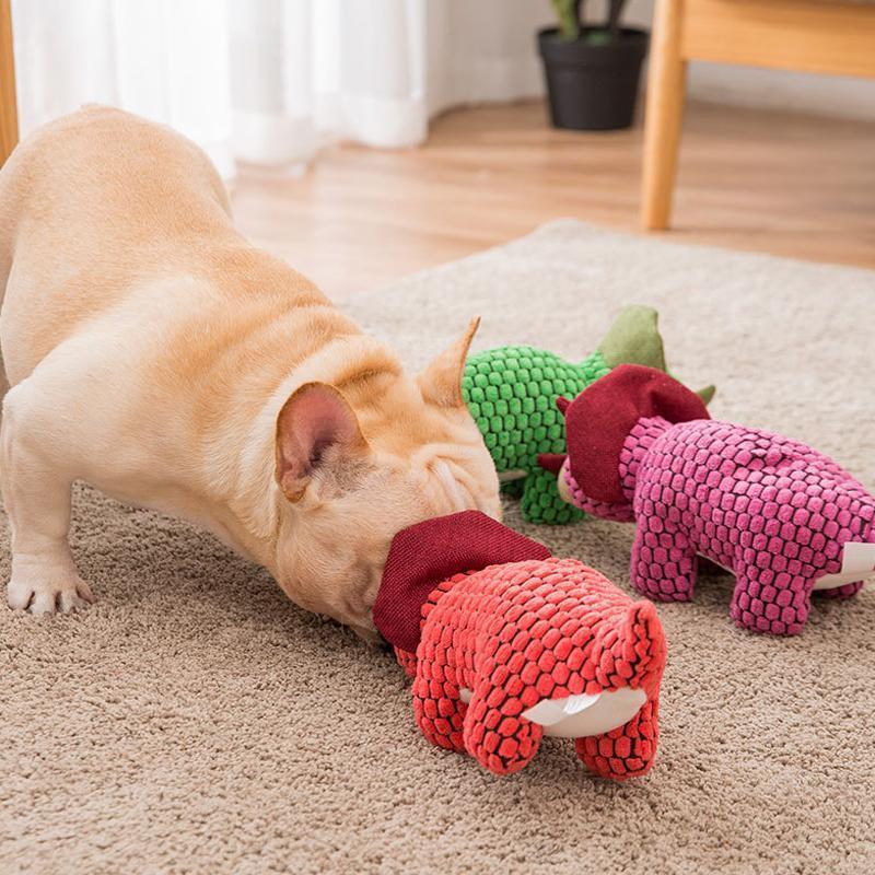 Lighteme Corduroy Triceratops Dog's Chewing Toy