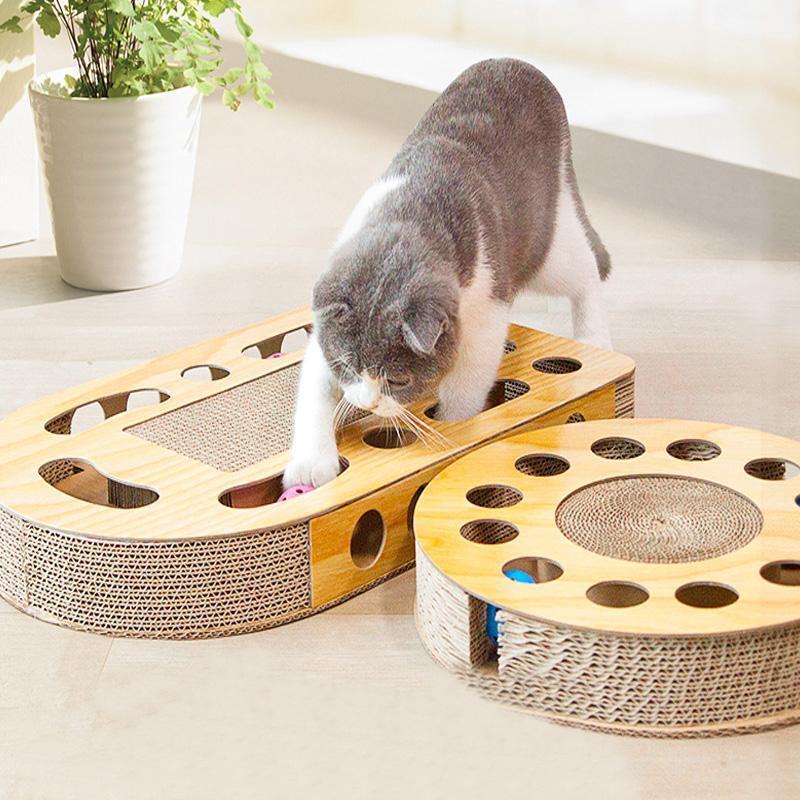 Lighteme Corrugated Board Cat Scratching Toy With Ball (4 Types)