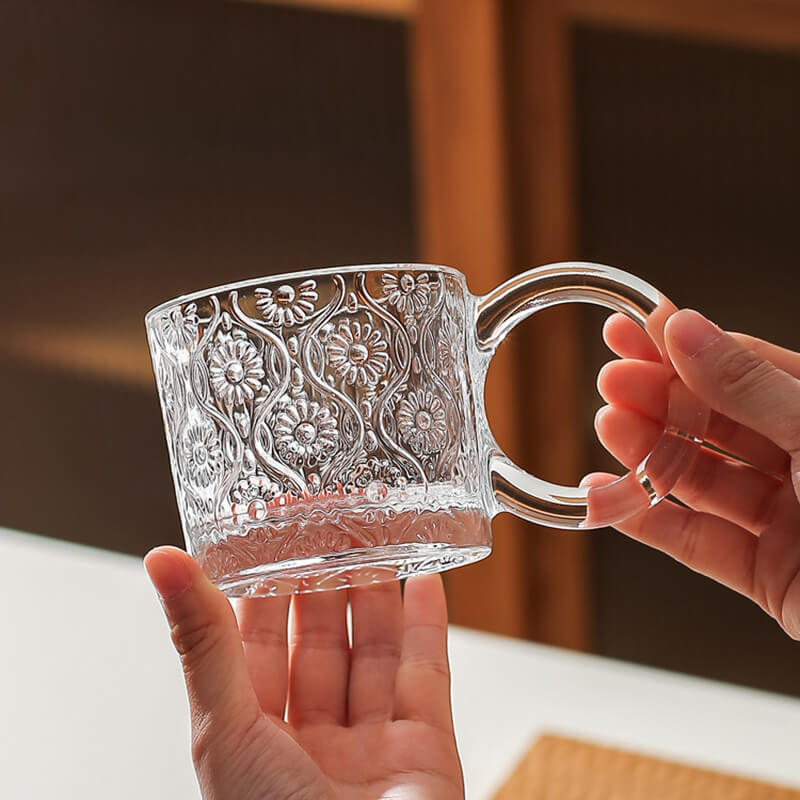 Lighteme Creative Embossed Glass Cup