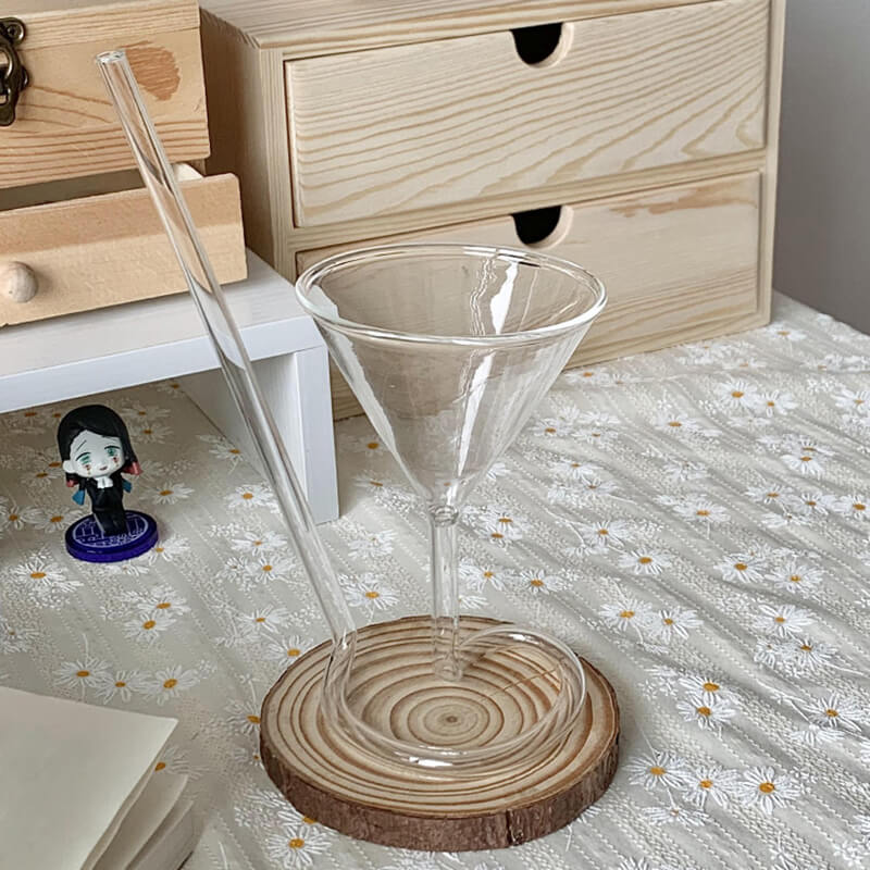 Lighteme Creative Spiral Straw Glass Cup
