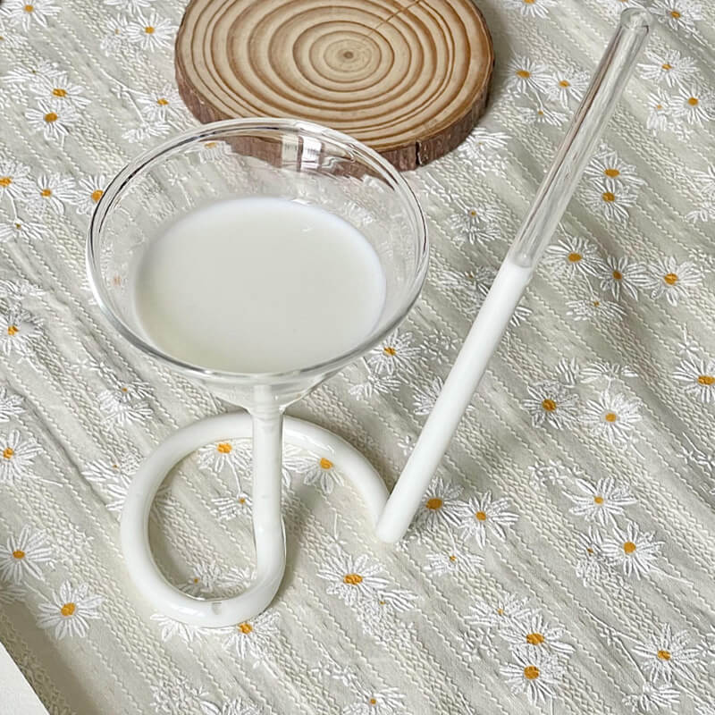Lighteme Creative Spiral Straw Glass Cup