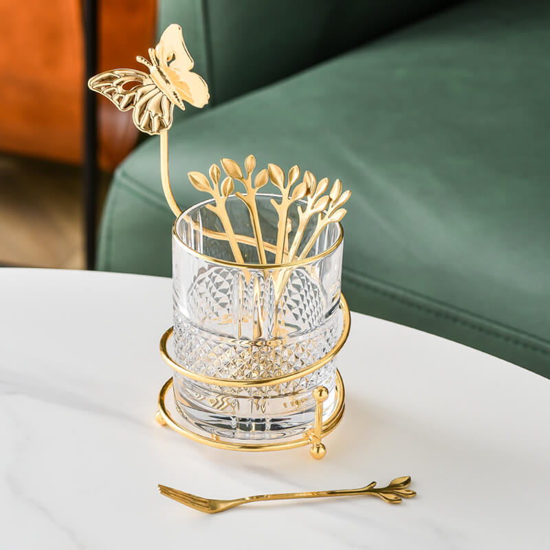 Lighteme Curve Dessert Fork & Spoon Glass Storage Jar