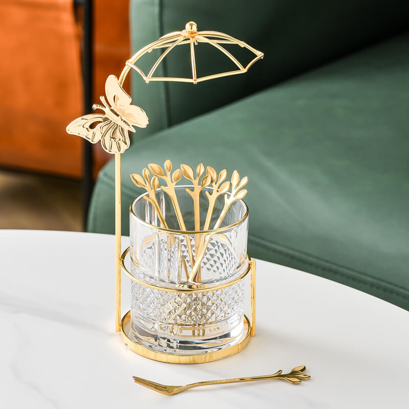 Lighteme Curve Dessert Fork & Spoon Glass Storage Jar