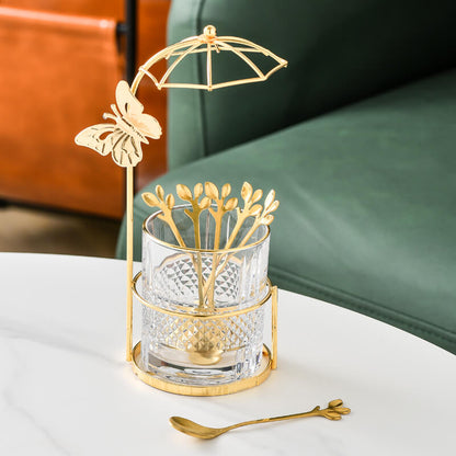 Lighteme Curve Dessert Fork & Spoon Glass Storage Jar