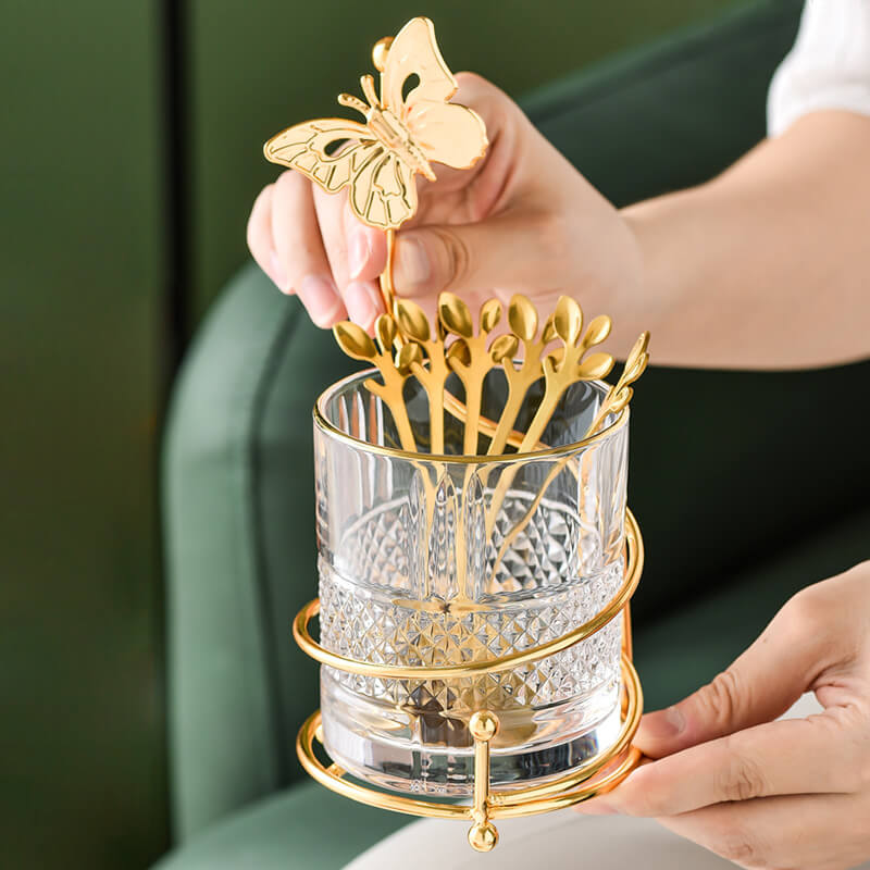 Lighteme Curve Dessert Fork & Spoon Glass Storage Jar
