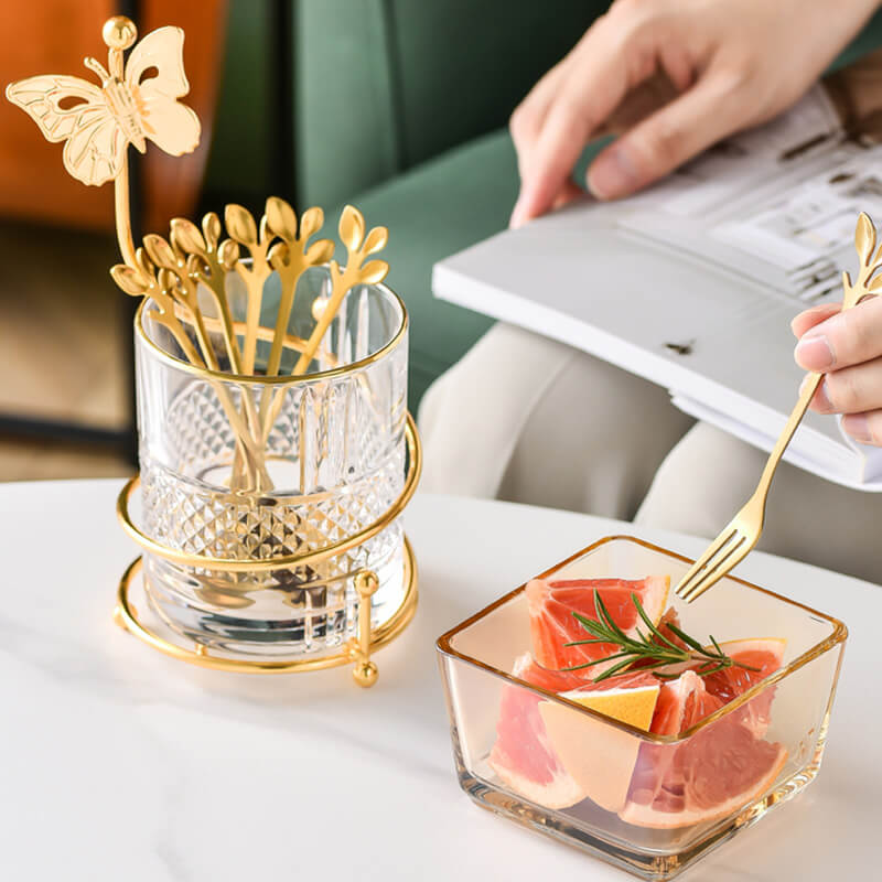 Lighteme Curve Dessert Fork & Spoon Glass Storage Jar