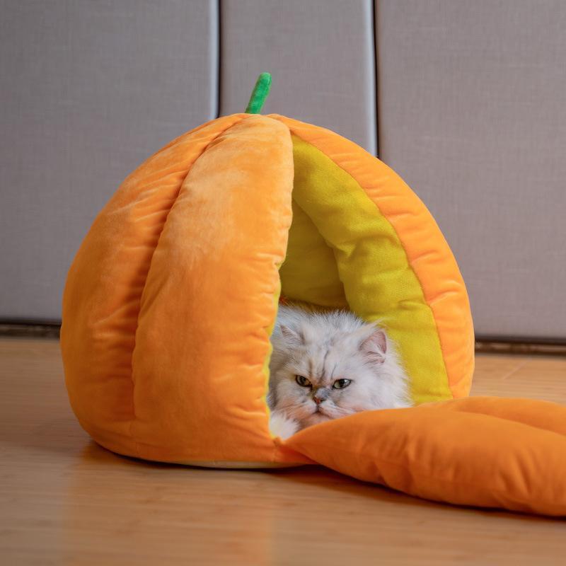 Nid de couchage pour chat Lighteme en forme de citrouille mignonne