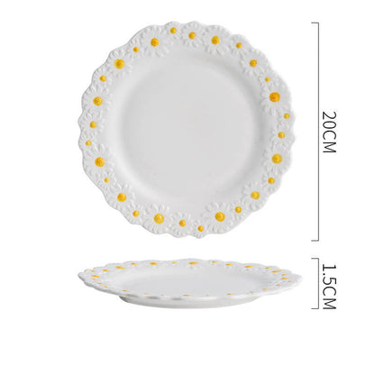 Lighteme Daisy Embossed Ceramic Dinner Plate