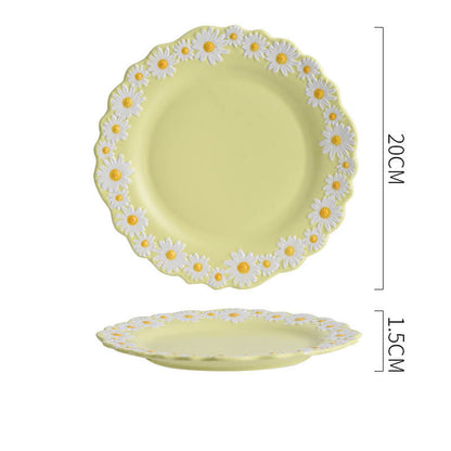 Lighteme Daisy Embossed Ceramic Dinner Plate