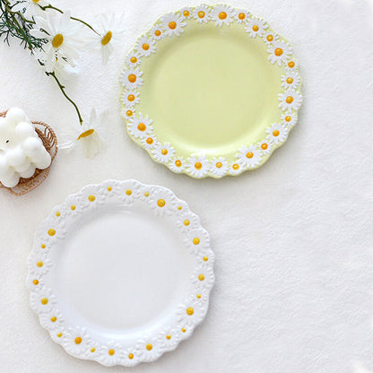 Lighteme Daisy Embossed Ceramic Dinner Plate