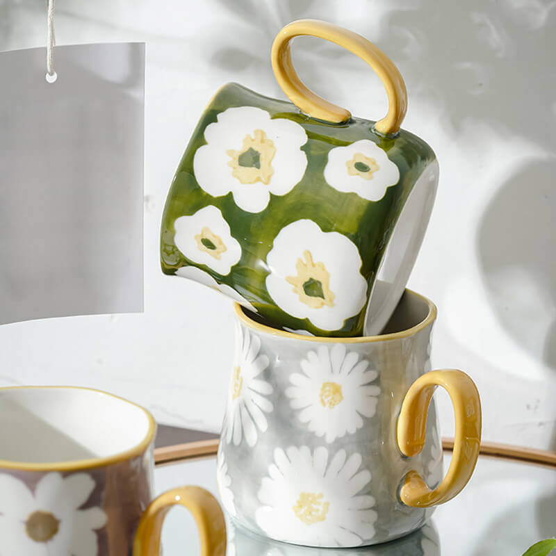 Tasse en céramique à imprimé marguerites Lighteme
