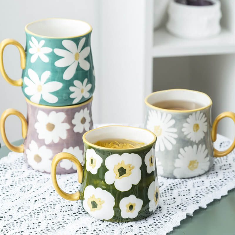 Tasse en céramique à imprimé marguerites Lighteme