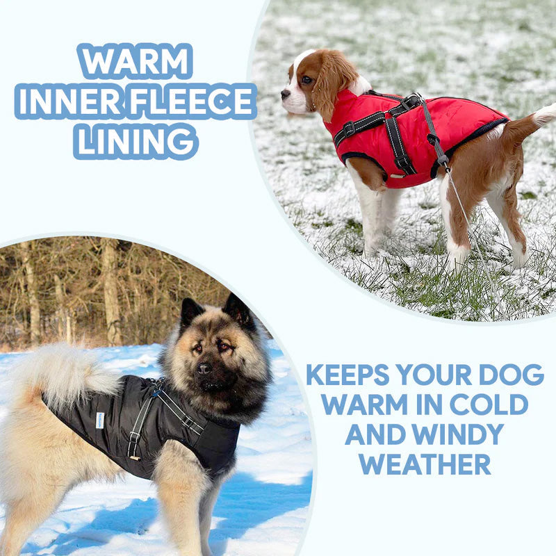 Lighteme Waterproof Fleece Dog Coat for Cold Weather Protection