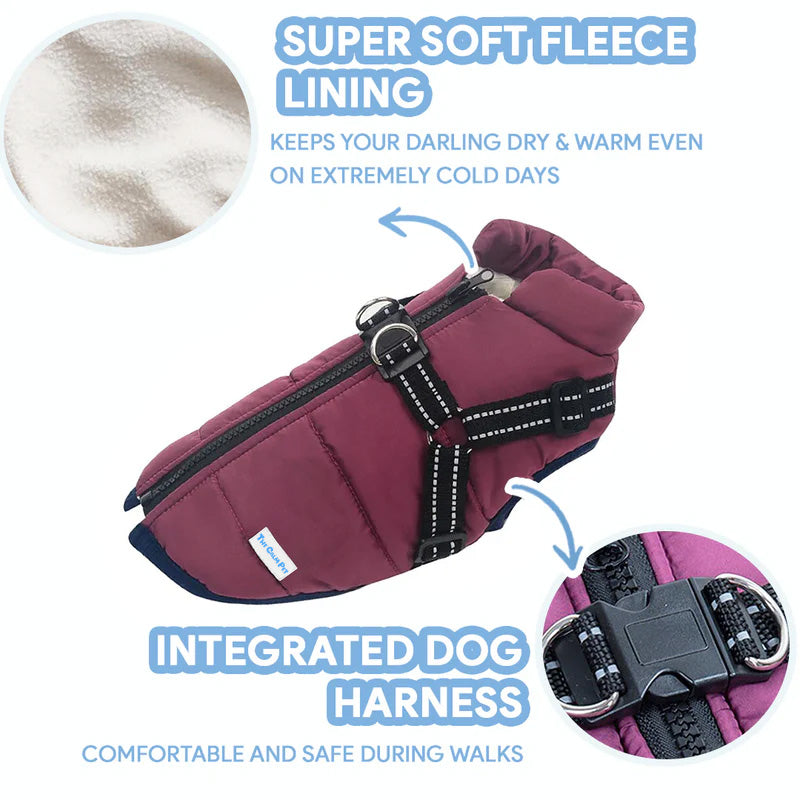 Lighteme Waterproof Fleece Dog Coat for Cold Weather Protection