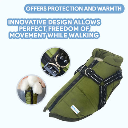Lighteme Waterproof Fleece Dog Coat for Cold Weather Protection
