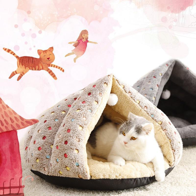 Lighteme Dots Winter Fleece Ball Cat Bed (2 colors)