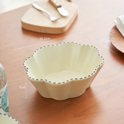 Lighteme Dotted Line Embossed Ceramic Baking Bowl