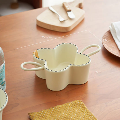 Lighteme Dotted Line Embossed Ceramic Baking Bowl